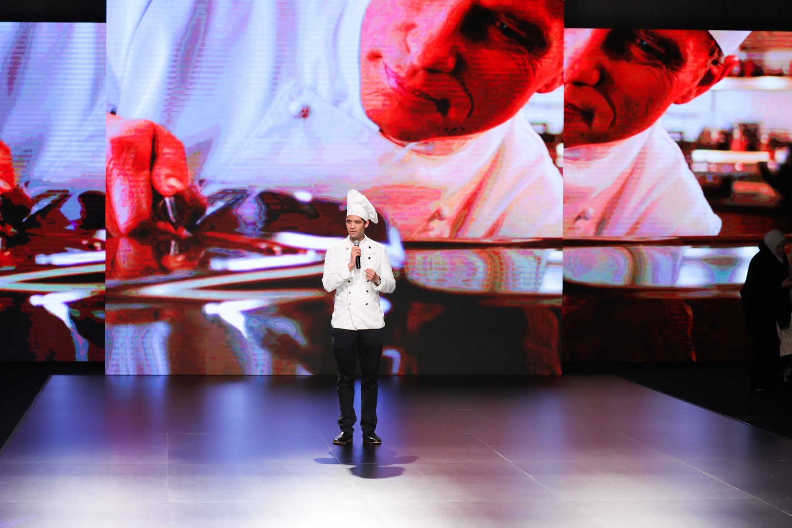 AMMAN, JORDAN - MARCH 30: Lindt Master Chocolatier Matthew Muller speaks at the Lindt Chocolate Couture show during Jordan Fashion Week 019 at the Kempinski Amman on March 30, 2019 in Amman, Jordan. (Photo by Thomas Concordia/Getty Images for Jordan Fashion Week)